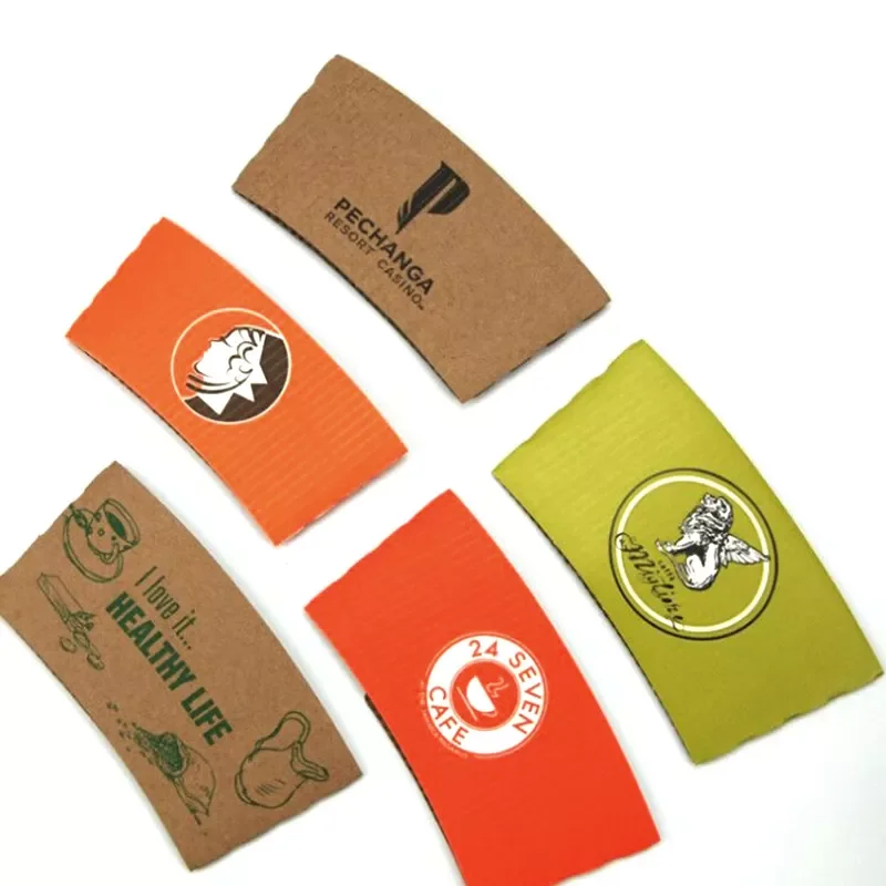 Eco Friendly 12Oz 16Oz 20Oz Single Wall Cup Coffee Sleeve Disposable Hot Drinks Coffee Paper Cup Sleeve For Coffee Shop