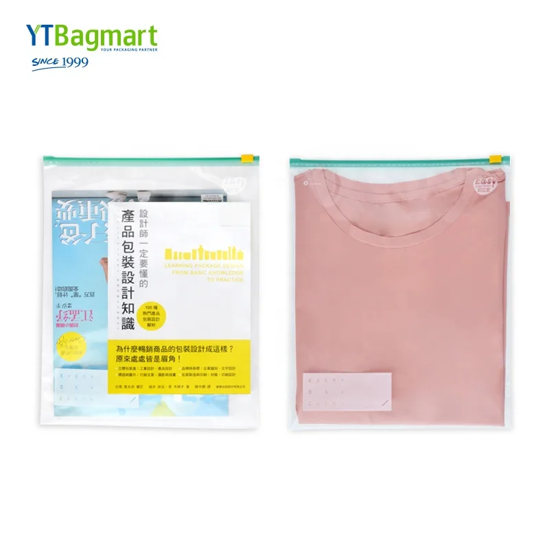 
YTBagmart Custom Ldpe Plastic Slider Storage Zipper Bag Reclosable Zip Bag For Clothing 