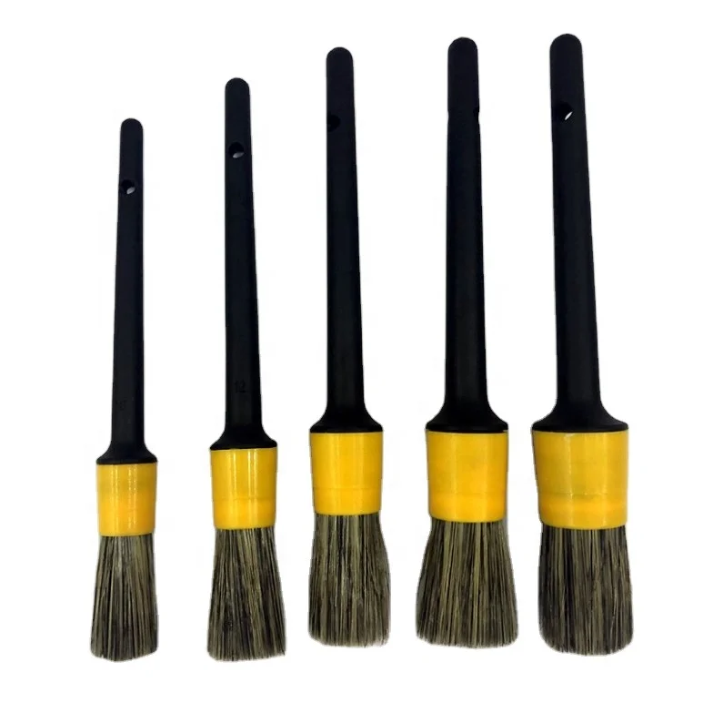 pack 5 piece car rim wheel detailing brush kit for interior and outer use