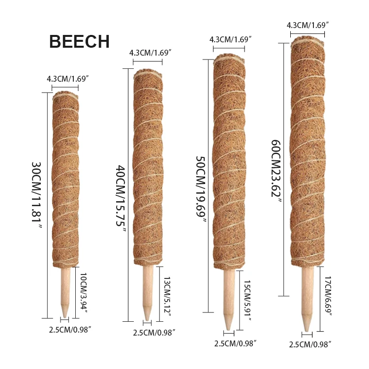 Custom Size moss pole for plants monstera with Twist Ties Plant Labels for Vertical Growth of Indoor & Outdoor