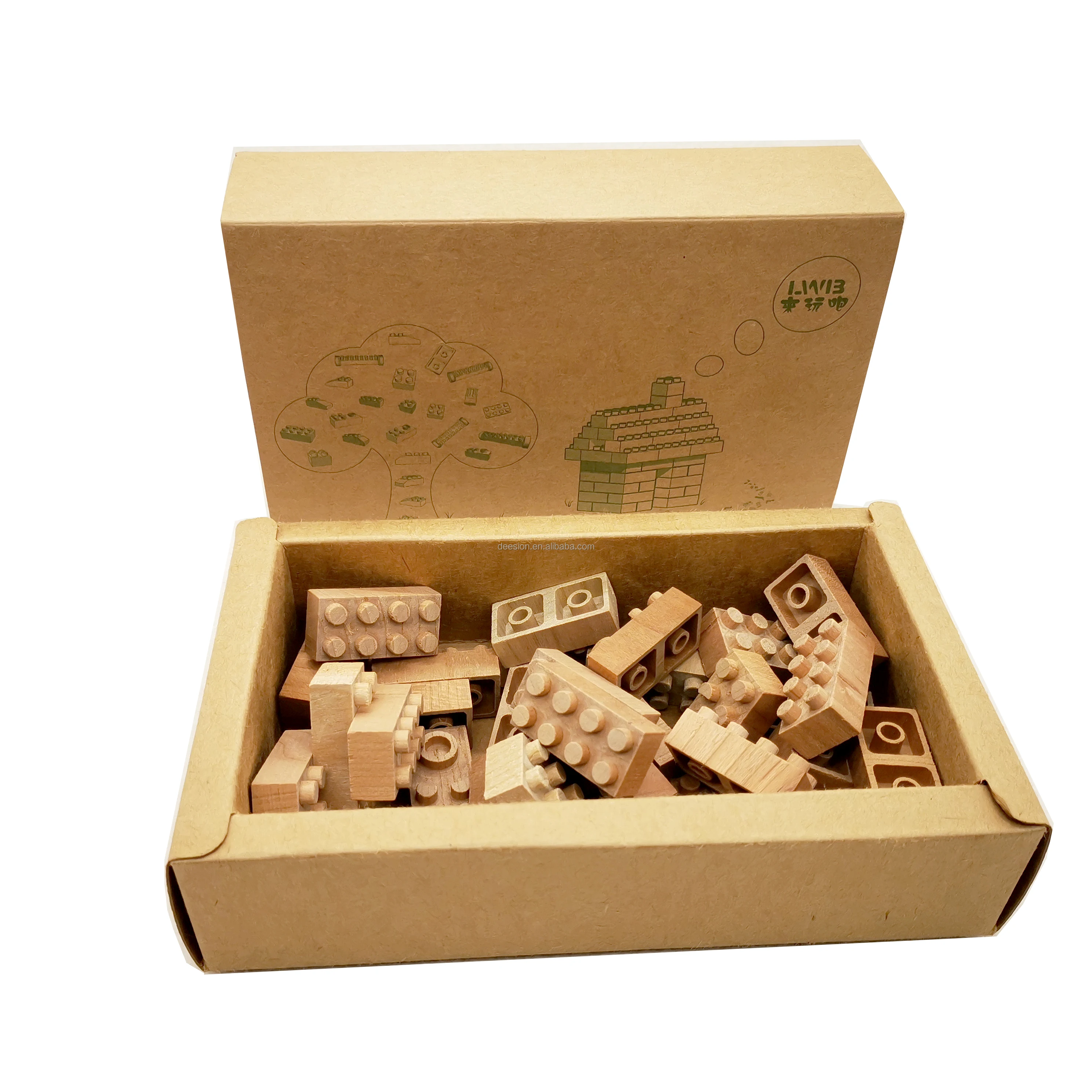 Wooden DIY brick toys short robot ready for build up BPA free nature color Christmas gift birthday gift for kids and adult