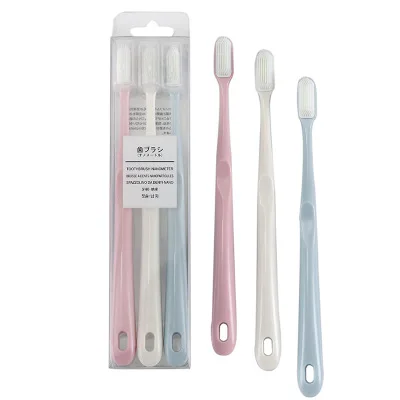 Nano Travel Toothbrush Adult 3 Packs Macaron Superfine Bamboo Charcoal Soft Toothbrush