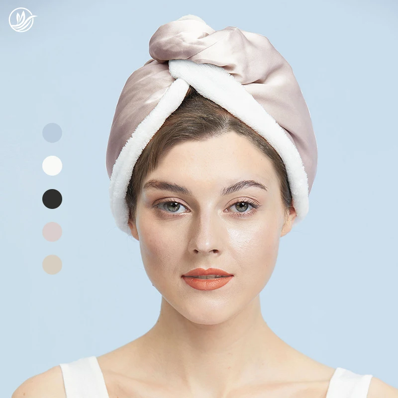 Factory Quality Strong Absorption Solid Color Mulberry Silk Turban Quick Dry Hair Microfiber Hair Towel