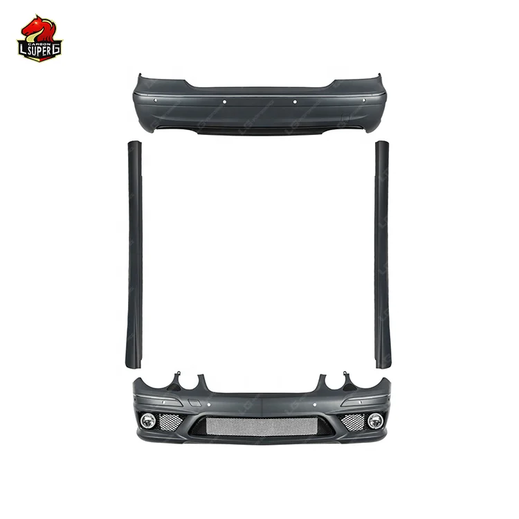 W211 E63 AMG Front Bumper Side Skirts Rear Bumper Body Kit For Mercedes Benz E Class Bodykit