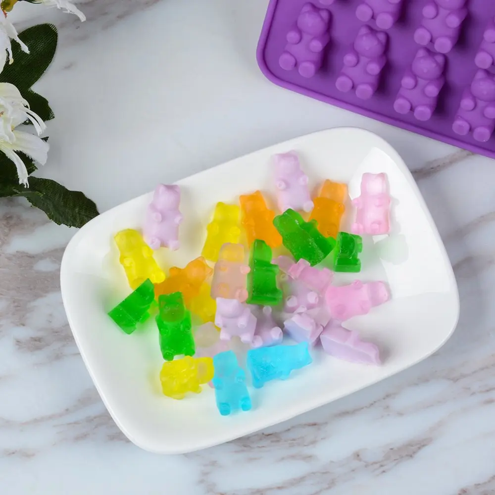 50-Cavity Plain Basic Rectangle Silicone Candy Gummy Bear Molds For Homemade