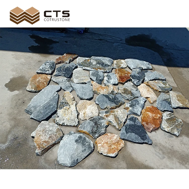 China Factory Cheapest Outdoor Random Dark Blue Slate Quartzite Natural Stone Limestone Wall Cladding Pieces