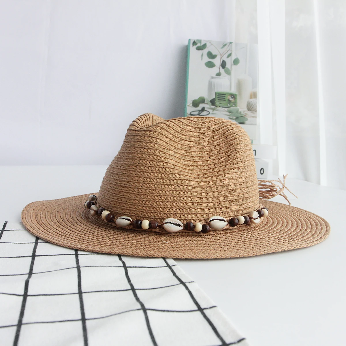 Camel Color Summer Unisex Straw Hat Casual Vacation Women Men Beach Hats Panama Straw Hats