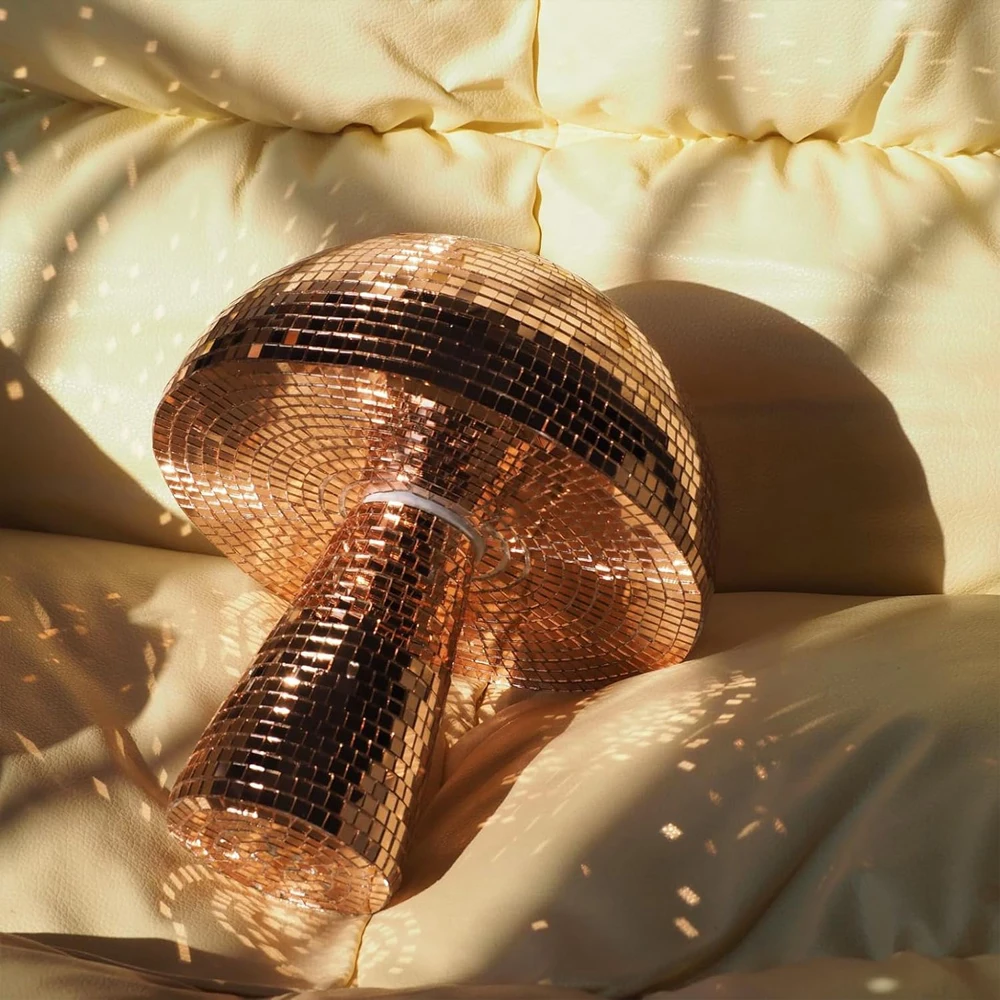 Customizable Mushroom Shape Gold Inflatable Mirror Glitter Disco Ball For  for Party Room Table Decor Art Decorations