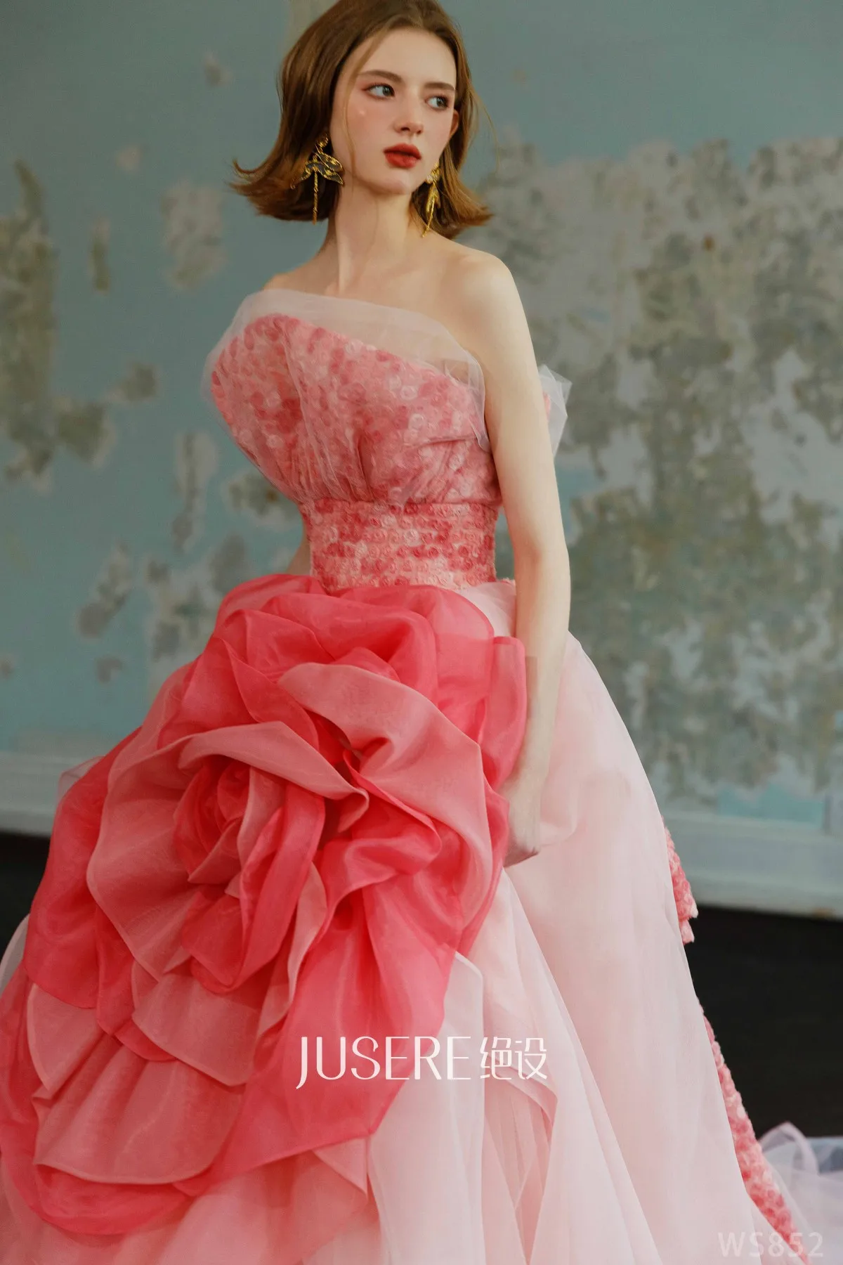 new collection unique strapless princess handmade 3D flower floral ball gown quinceanera Vestido festivo wedding dress Robes de