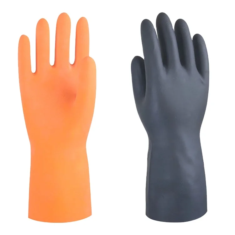 long cuff durable corrosion resist anti slip flexible chemical gloves rubber gloves latex glove for industrial worker