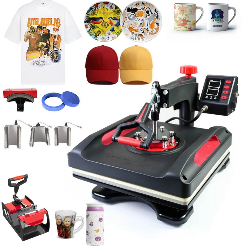 Freesub Newest 12 in 1 Combo heat press machine 15X15 T shirt printing machine 38*38cm Flat press machine on sale P8038