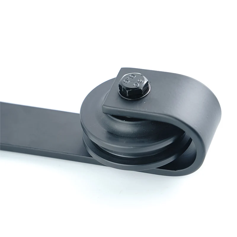 Heavy Duty Frameless Barn Door Hardware Basic Black Vertical Spoke Wheel Roller Kit Single Wood Sliding Barn Door Hardware Kit