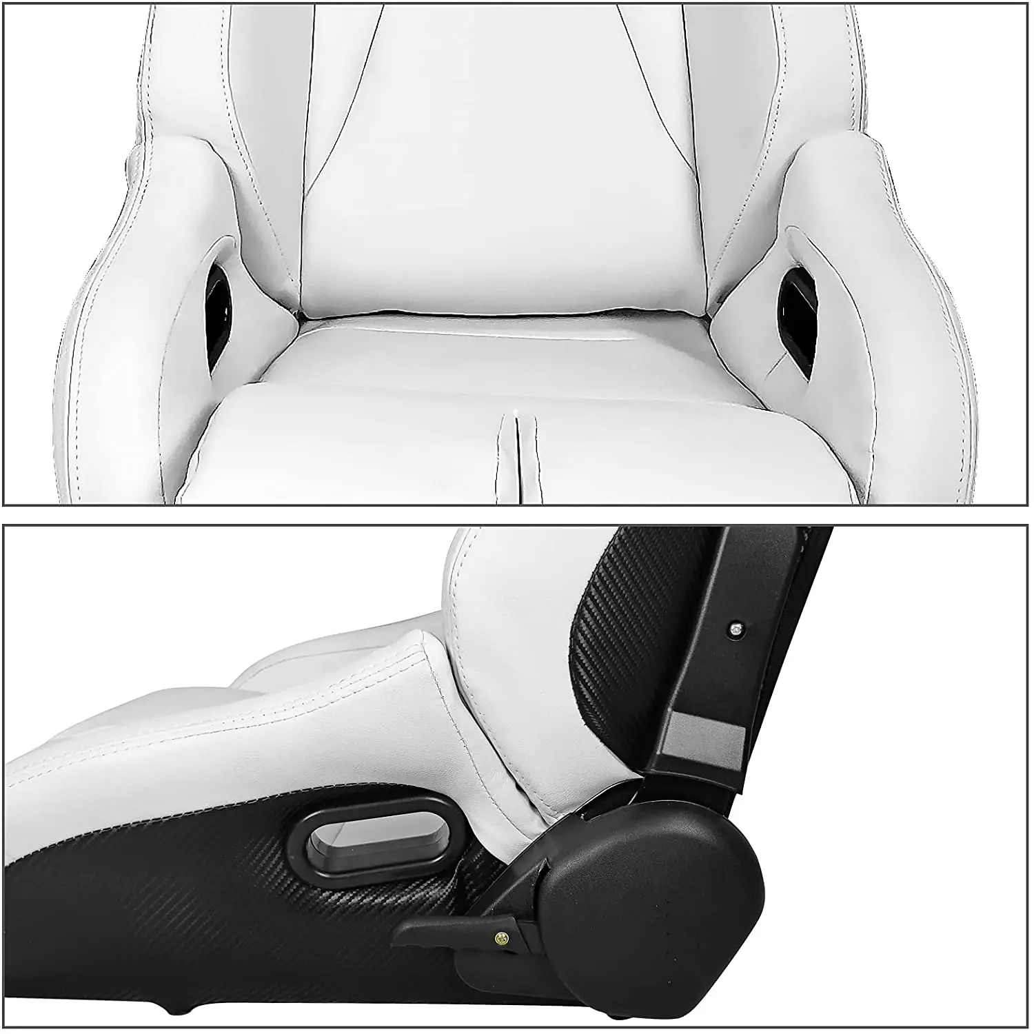 Jiabeir Universal Recaro White PVC Leather With Double Slider Bucket Racing Seats