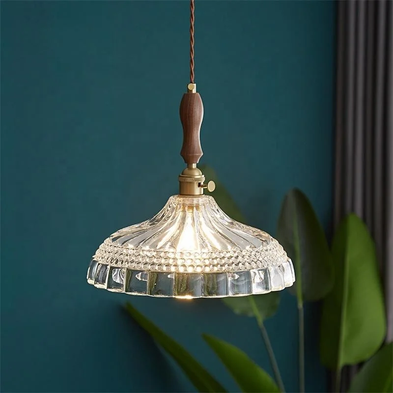 American retro brass bar dining room bedside window study bedroom small glass pendant light