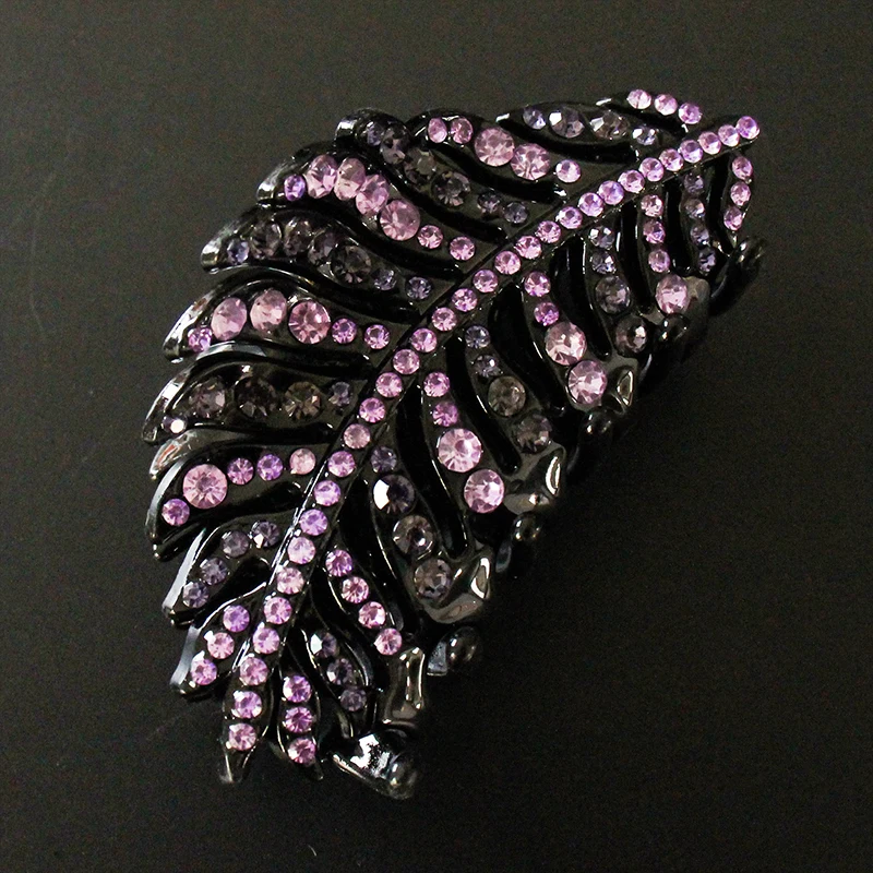 Leaves Rhinestone Hair Claw Hairpin Vintage Women Crystal Butterfly Hair Clips Crab Barrettes Fashion Hair Accessories Jewelry