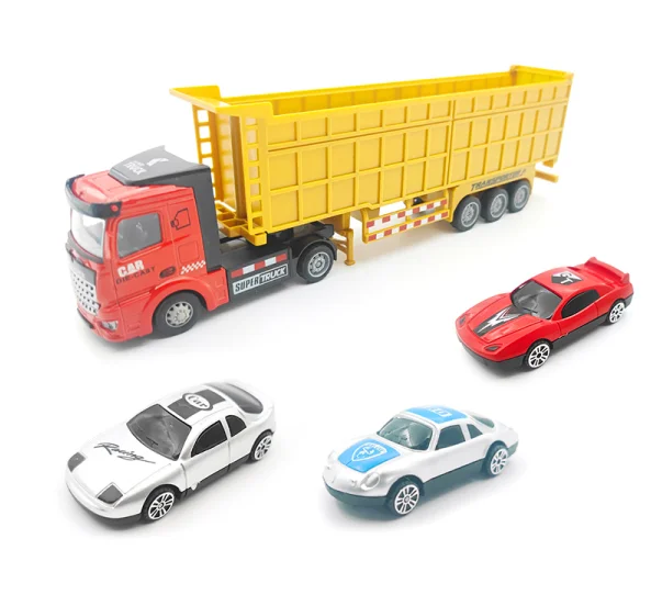 1:48 Scale Heavy Engineering Dump Truck metal Transport Container Die cast pull back Trailer Truck Toys for kids