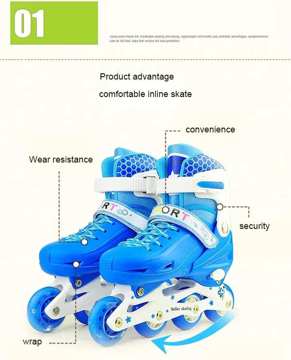 Professional 4 PU adjustable roller wheels high quality factory inline skates for sale
