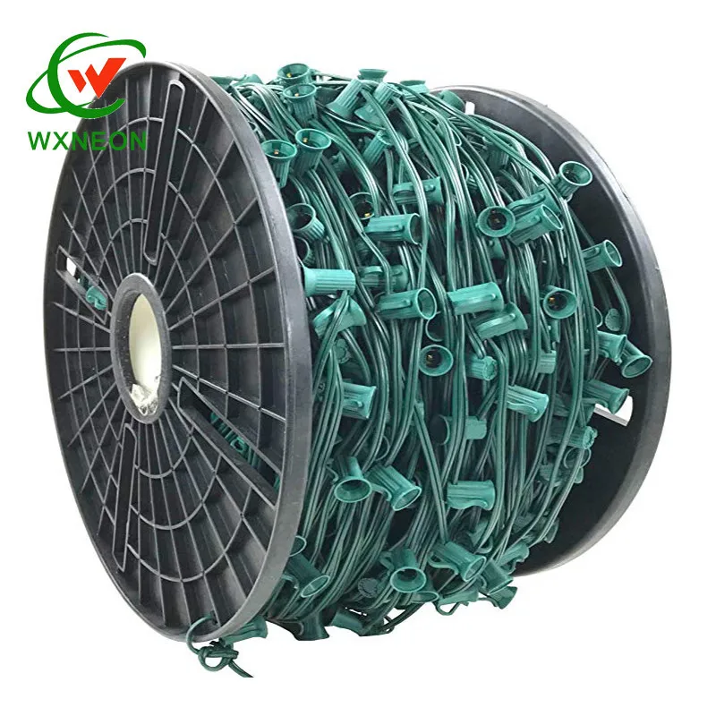 1000ft 12inch Spacing Spt1 18AWG 2 Cords C9 E17 Spool Wire String Lights