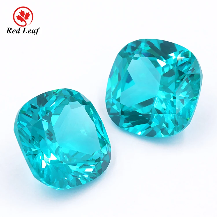 
Redleaf Jewelry synthetic paraiba tourmaline stones Cushion Cut 10*10mm green tourmaline gemstone prices nanosital paraiba 