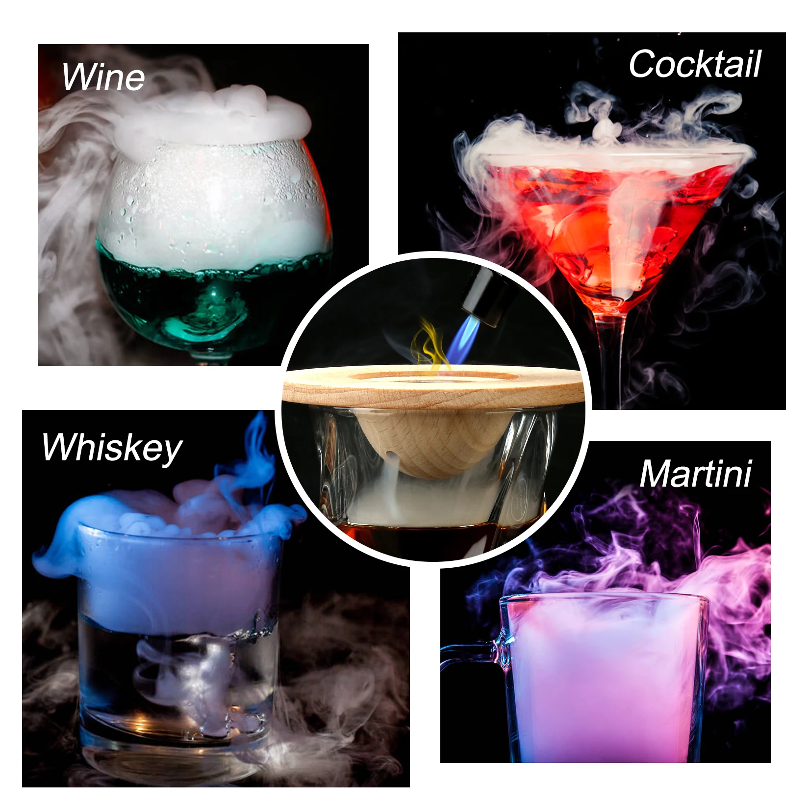 Factory Cocktail Smoker Kit With 2 Boxes Wood Chips  Smoke Infuser For Cocktails Wine Whiskey Cheese Meat