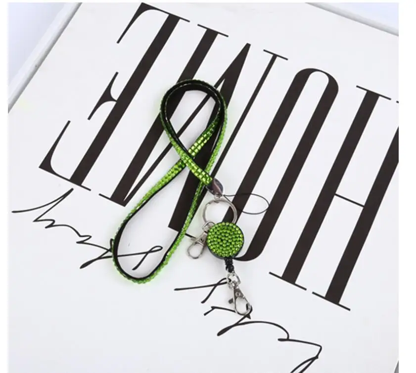 Custom Diamond Lanyards With Badge Card Holder Custom Bling Star Multi Style Rhinestone Retractable ID badge card holder