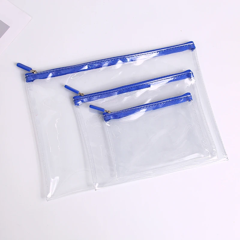  Goods in Stock Waterproof Clear Transparent A4 A5 A6 Poly Plastic Slider Zipper Envelope Sewed PVC File Bag