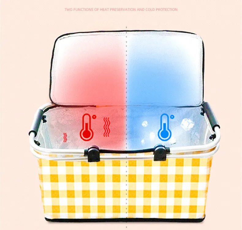 Floral Printed Collapsible Leakproof Cooler Bag Oxford Insulated Picnic Basket for Beach Leak Proof Cooler Picnics Beach Trips