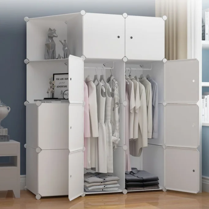Extra Sturdy Combination Armoire Space Saving Modular Storage Cabinet Clothes Cabinet For Hanging Clothes