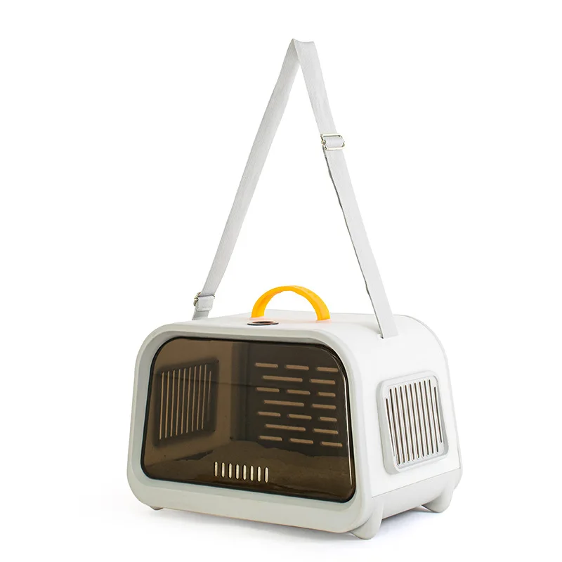 New Design PP Plastic portable soft pet carrier dog cat travel bag transparent Big Space Box with Thermometer
