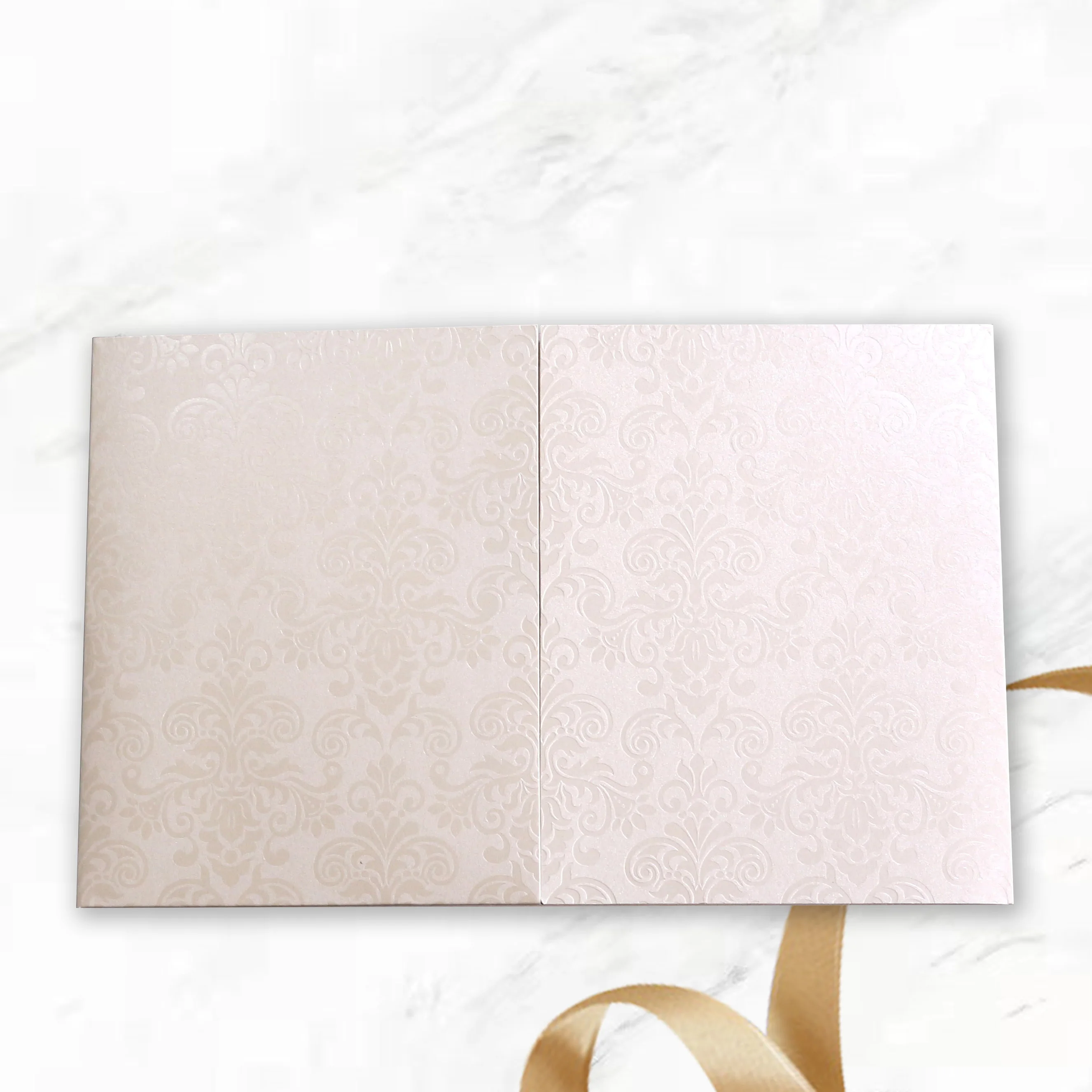 Pocket Shape Powder Decorated Luxurious  Wedding Invitation Cards