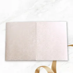 Pocket Shape Powder Decorated Luxurious  Wedding Invitation Cards