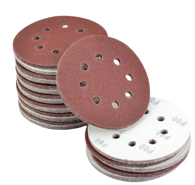 polishing 6 inch 8 holes round flocked sanding disc for wood metal disc abrasive tools