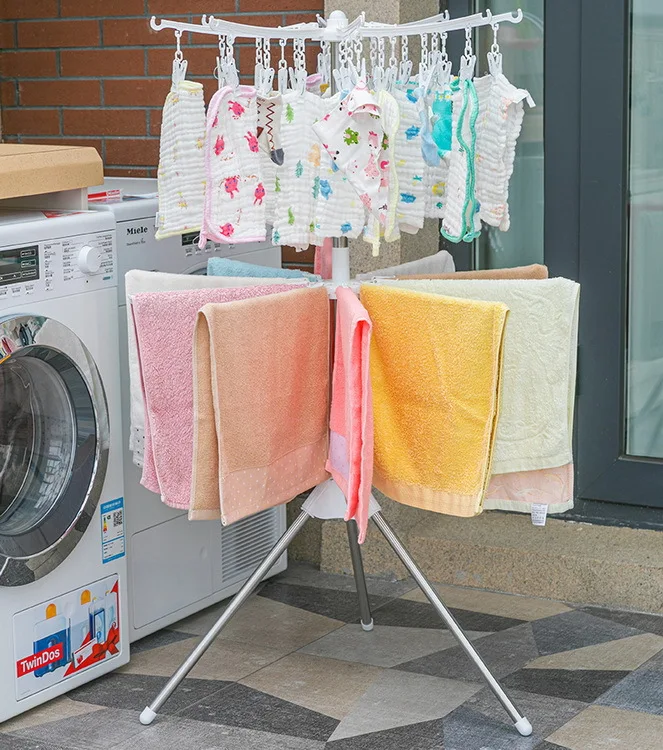 Simple Clothes Drying Rack Floor Folding Towel Hanging Hangers