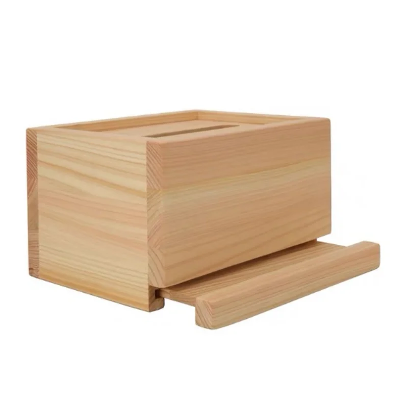 Wholesale Unfinished Natural Color Bamboo Wood Paper Storage Box Organizer Wooden Tissue Box Holder for Kitchen Bathroom