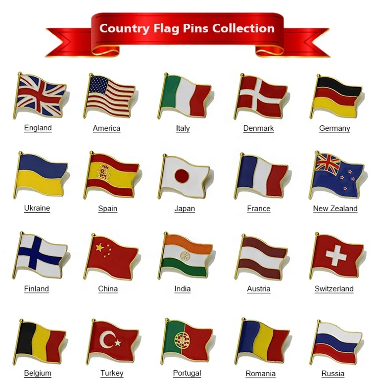 JUNMEI Badge Maker Promotional Wholesale Printing Enamel Country Flags Pin Car badges