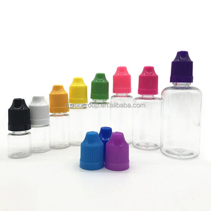 Custom Chemical Test Sample Dropper Bottles 5ml 10ml 15ml 20ml 30ml clear Plastic Round Refillable Eye Dropper Bottles