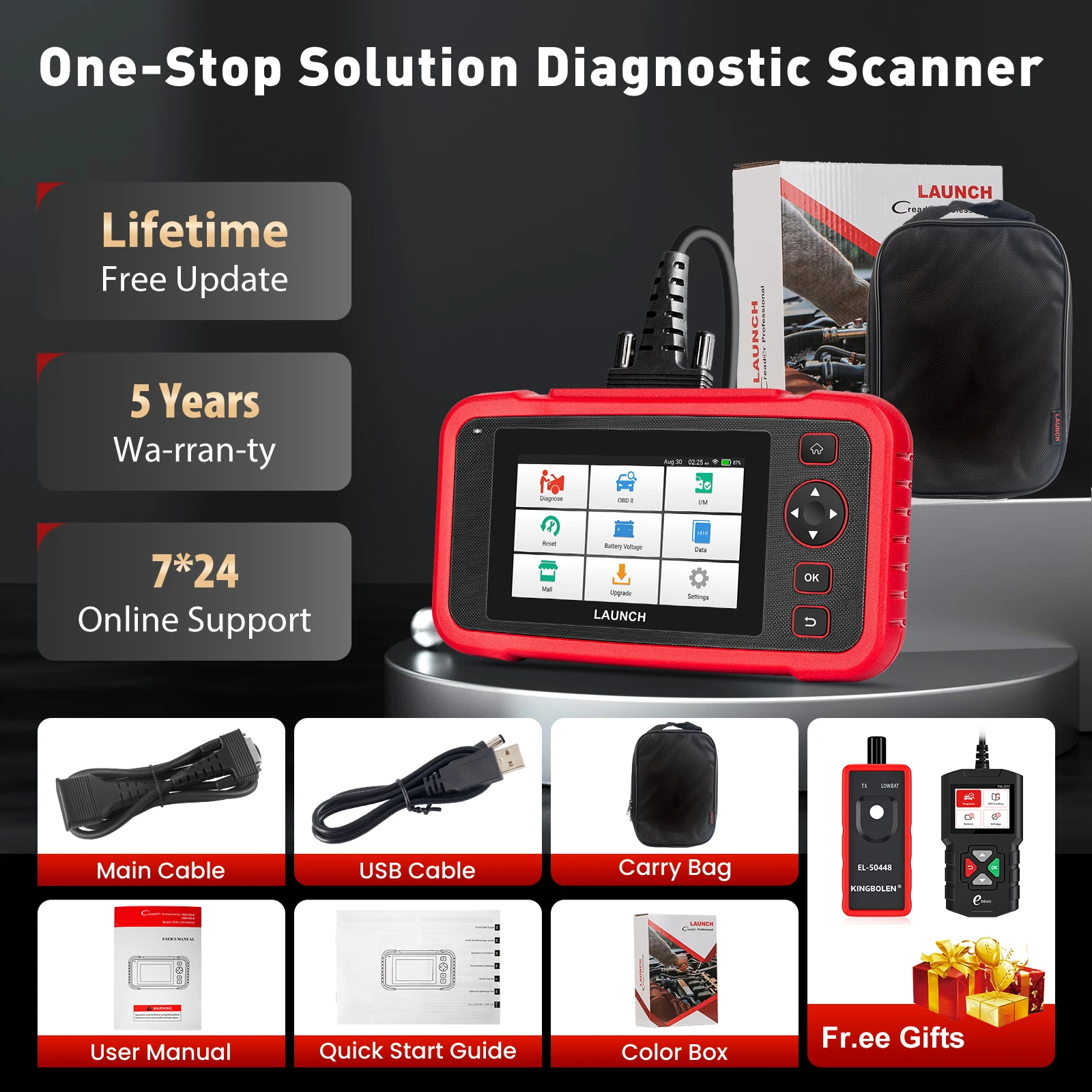 Launch Universal CRP 129I V2.0 Elite Four System Car Diagnostic Tool OBD2 Scanner with 12 Resets Auto Code Reader