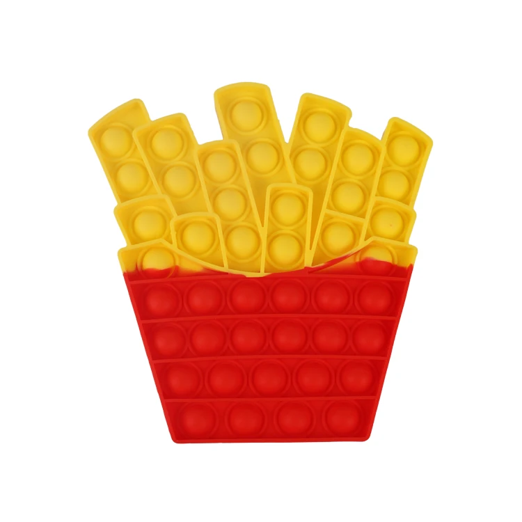 
Latest French Fries Shape Push Bubble Educational Sensory Toy Autism Relief Anxiety Stress Toy Silicone Squeeze Fidget Toy 