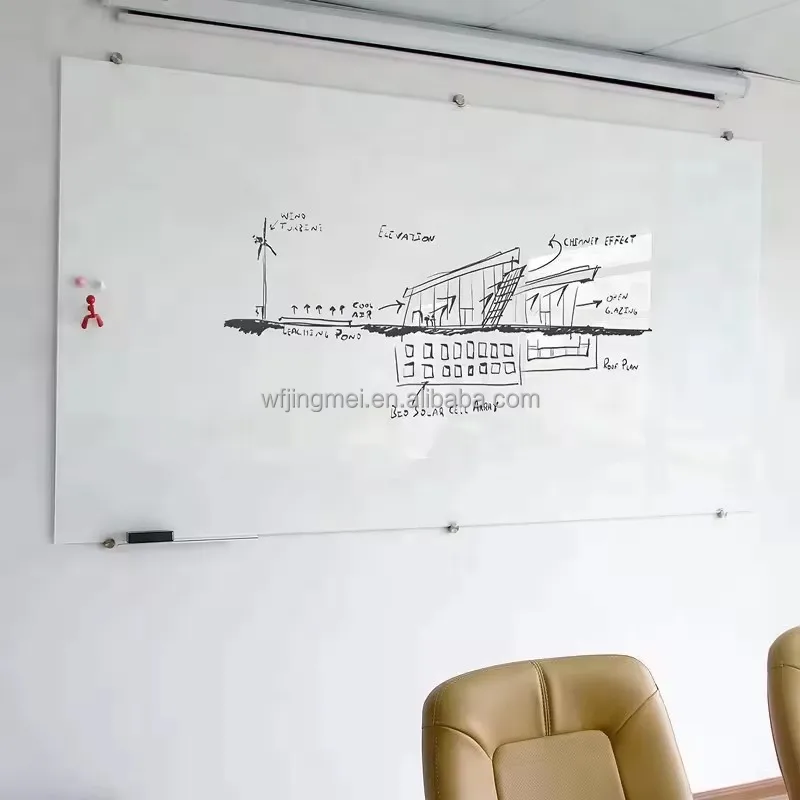 Whiteboard White Board with Pen Tray and Marker for Classroom School Writing Anti-glare Magnetic Glass Standard Whiteboard
