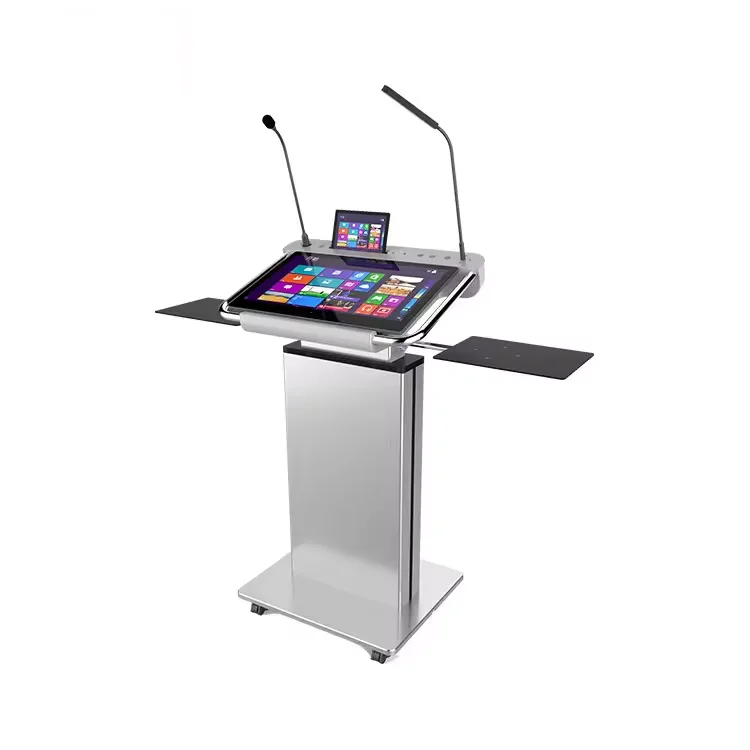School Digital Podium for Conference Room; Church Pulpit with Electric Lifting; Aluminum Lectern
