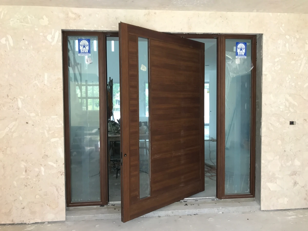 Elegant modern front door solid wood pivot entry doors