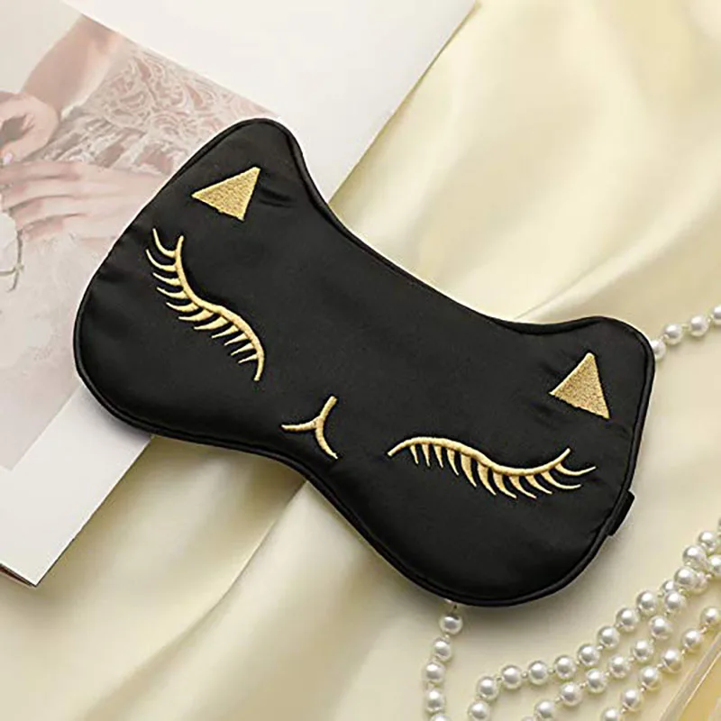 Double-sided simulation silk travel shading eye mask cartoon cat sleep eye mask lunch break sleeping eye mask