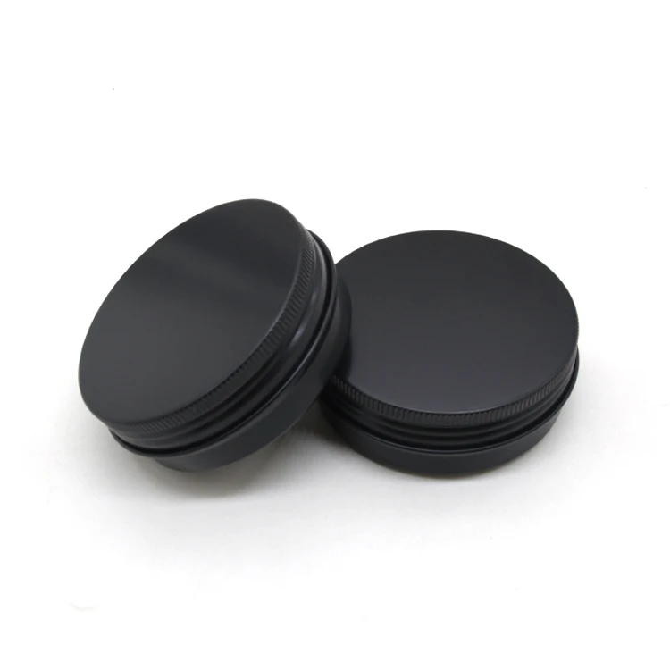 2oz  Black Metal Lip Balm Container with Screw Lid Tin Metal Aluminum Tin Can