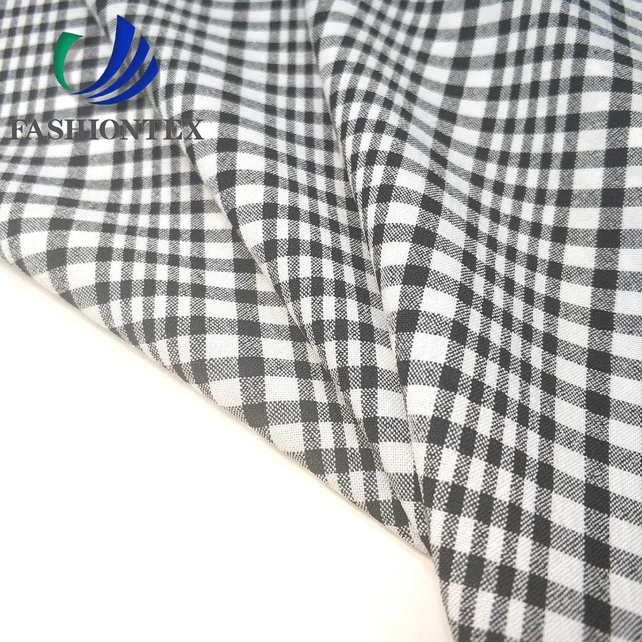Fashiontex 150D black and white plaid plain shirting fabric suit 100% polyester luxury jacquard fabric