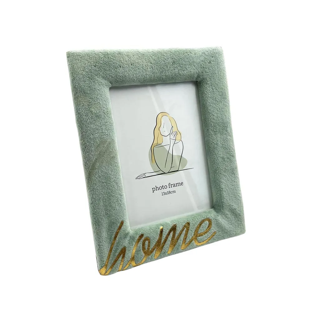 Hot sell 8 INCH Customized Colorful Design Soft Velvet PU Wood Photo Picture Frame for Gift