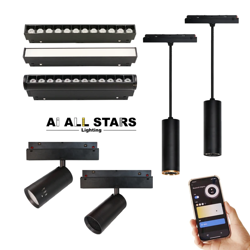 CE Track Light System Tuya APP Smart Dimming Linear Magnetic Lighting Surface Recessed Track Rail Grille Magnetic Track Light