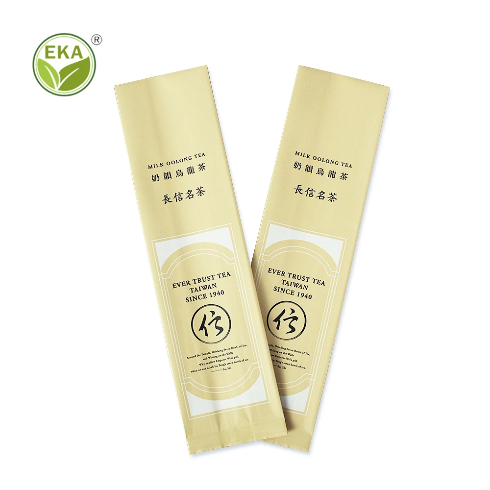 EKA Customized Logo Aluminum Foil Vertical Sealed Organ Bag Coffee Been Tea Packaging Side Gusset Bag