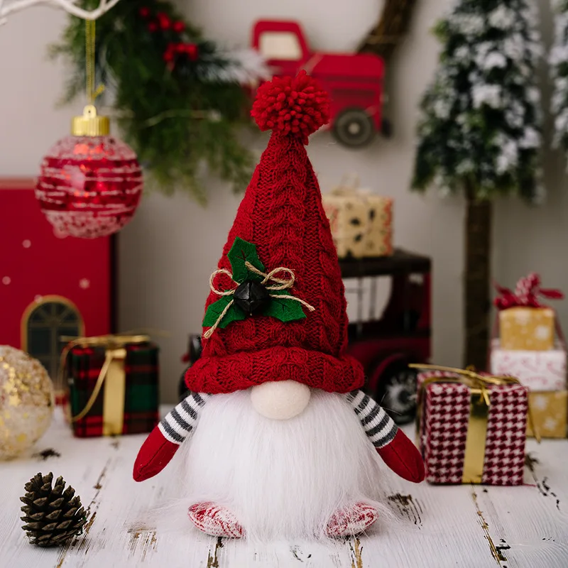 2024 Hot Sale Knitting Standing Merry Christmas doll Gnomes With Light For Xmas Home Window Decoration Wholesale Table Decor