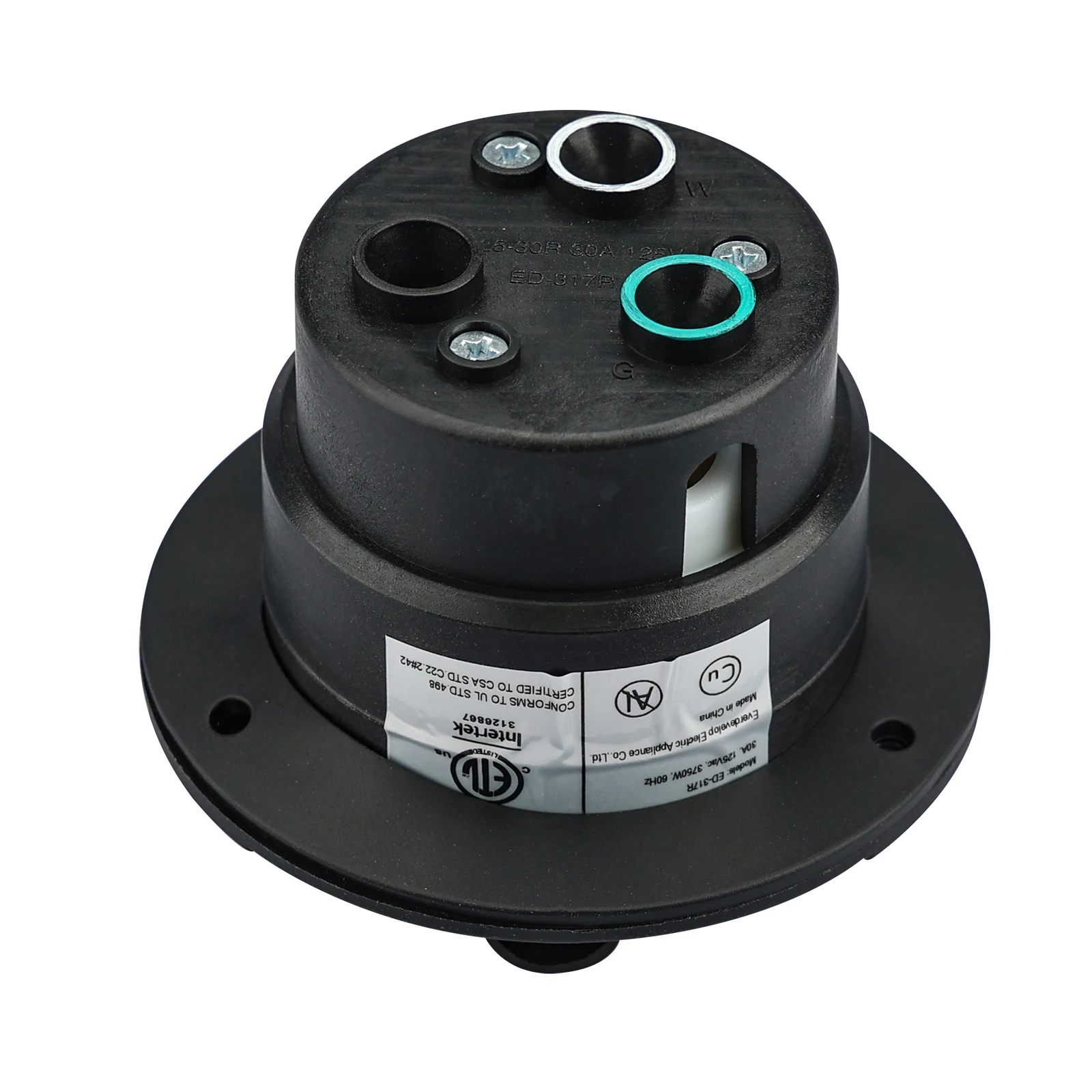 CAMPING&HOME 30A 125V Flanged Outlet NEMA L5-30R Locking Receptacle Electrical Socket with Weatherproof Cap, ETL Listed