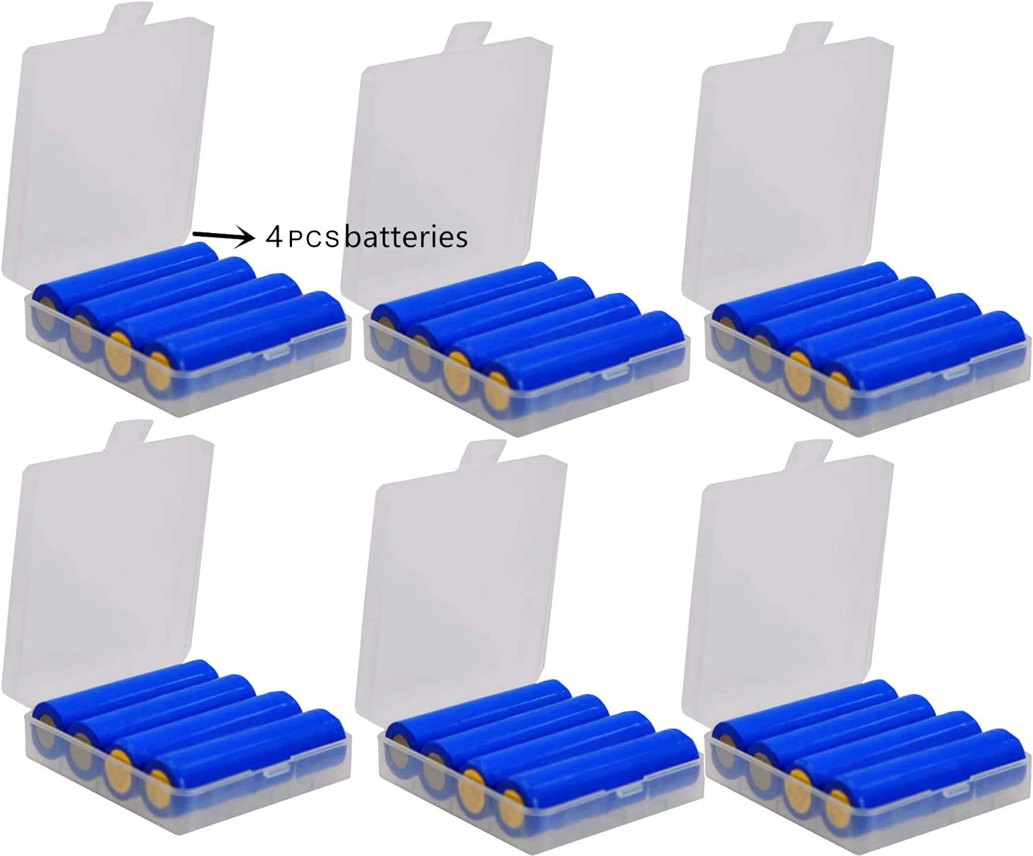 Pack of 4 18650 AA Plastic Battery Box Transport Box Storage Box for Batteries
